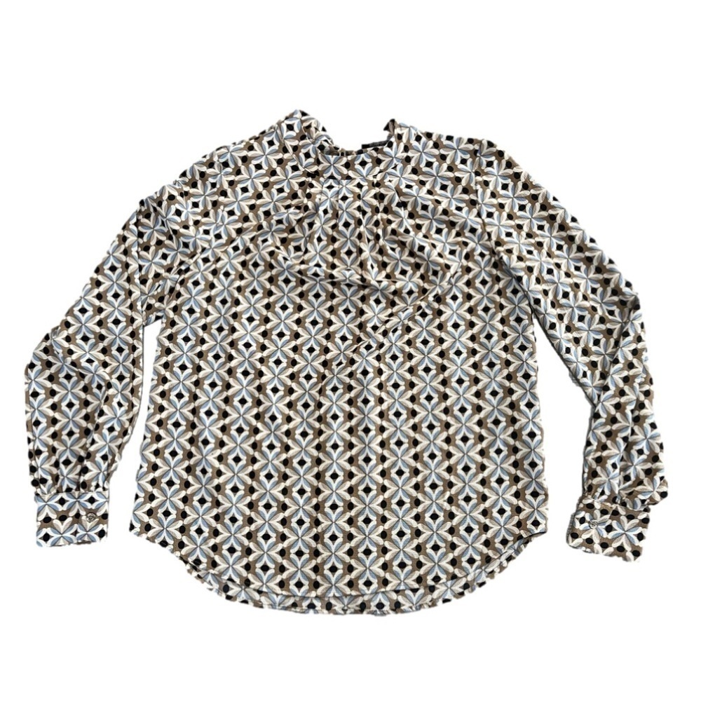 Tommy Hilfiger NWOT Brown, Blue, Black Long Sleeve Blouse Size Small